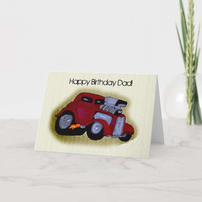 Grattis på födelsedagen Pappa Hotrod-hälsning Kort (Framsida)