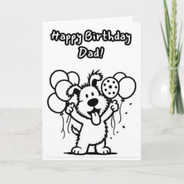 Grattis på födelsedagen Pappa! Hund med ballonger Kort