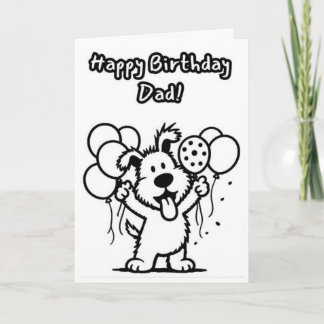 Grattis på födelsedagen Pappa! Hund med ballonger Kort