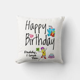 Grattis på födelsedagen. Pappa jag kärlek dig. Kudde