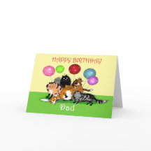 Grattis på födelsedagen pappa, katter och ballonge