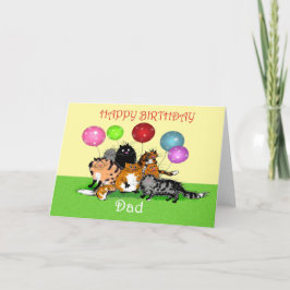 Grattis på födelsedagen pappa, katter och ballonge kort