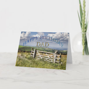 Grattis på födelsedagen Pappa, landskap med grind Kort