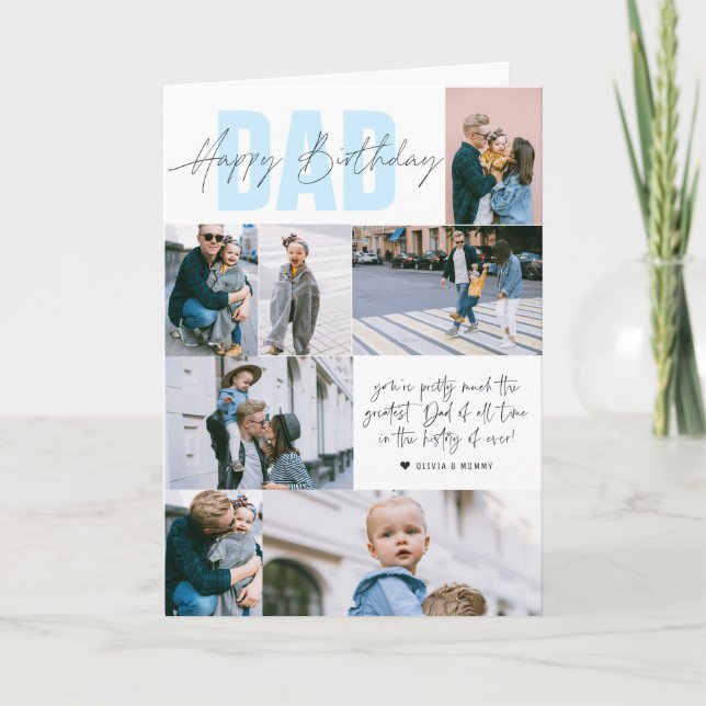 Grattis på födelsedagen Pappa| Modern 7 Fotokollag Kort (Framsida)