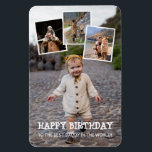 Grattis på födelsedagen pappa Photo Collage Magnet<br><div class="desc">Födelsemagenen tryckt med fyra av dina egna foton i ett kollage. Som ett överlägg,  ett tomt teckensnitt som säger grattis på födelsedagen och under kan du lägga till vems födelsedag det är. Perfekt för föräldrar och mor- och farföräldrars födelsedagar.</div>