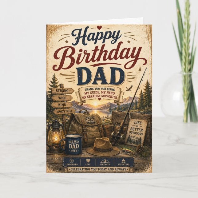 Grattis på födelsedagen Pappa Rustik Utomhus Ävent Kort (Framsida)