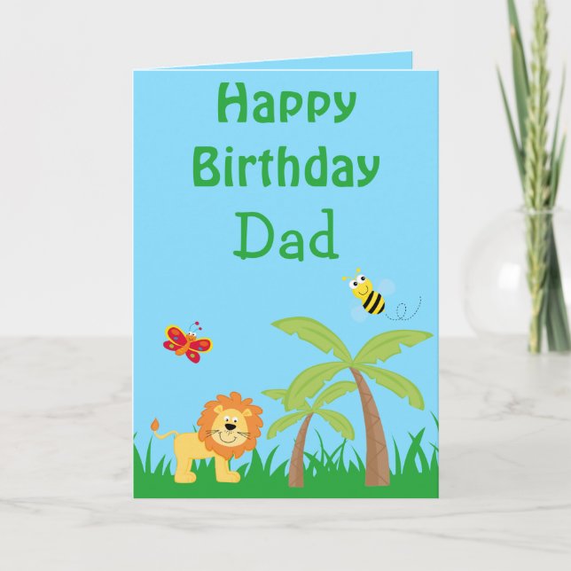 Grattis på födelsedagen Pappa Safari Lejon Ditt fo Kort (Framsida)