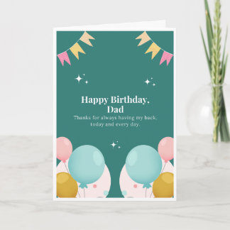 Grattis på födelsedagen Pappa Teal Ballongkort Kort