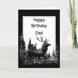 Grattis på födelsedagen Pappa Vintage Stag, Hjort  Kort