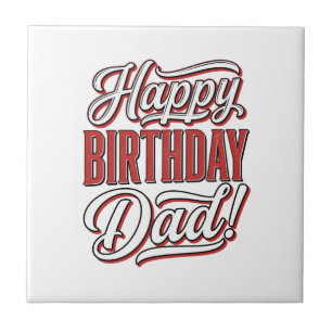 Grattis på födelsedagen Pappa Vintage typografi t- Kakelplatta