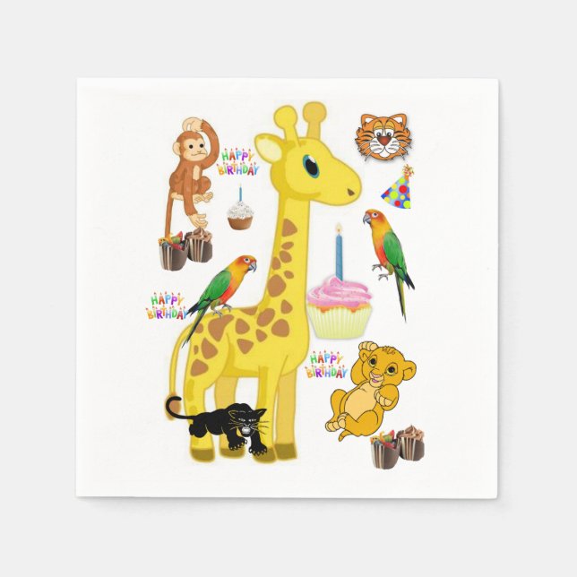Grattis på födelsedagen Papper Napkins, Giraffe Pappersservett (Framsidan)