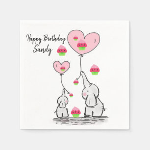 Grattis på födelsedagen Pappra blöjor, elefant Pappersservett
