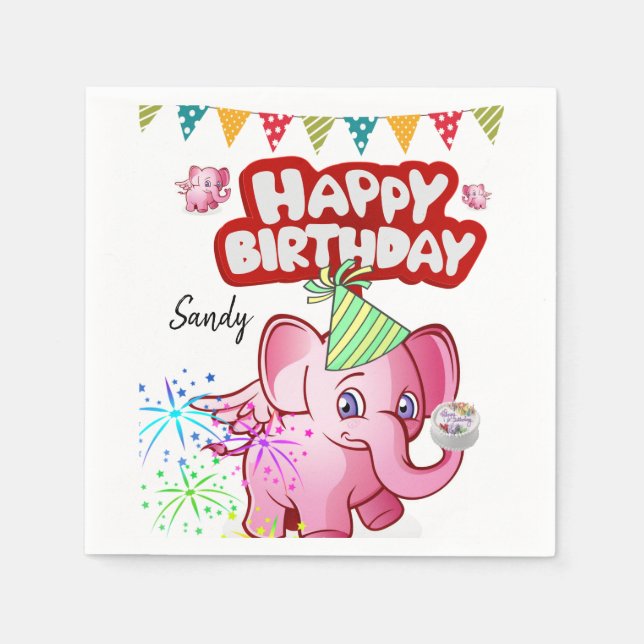 Grattis på födelsedagen Pappra blöjor, Gris Pappersservett (Framsidan)