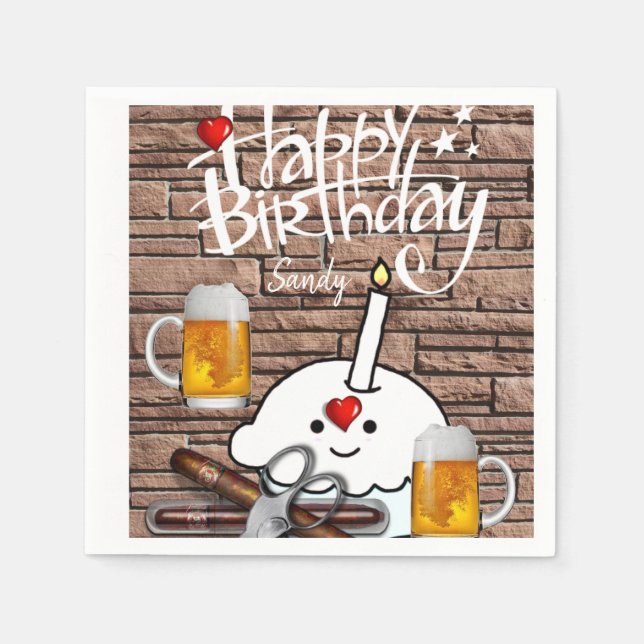 Grattis på födelsedagen Pappra blöjor, öl Pappersservett (Framsidan)