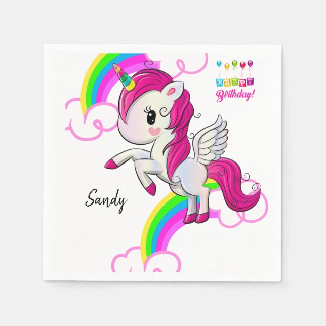 Grattis på födelsedagen Pappra blöjor, Unicorn Pappersservett (Framsidan)