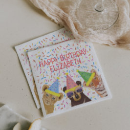 Grattis på födelsedagen Party Animals Personlig Pappersservett