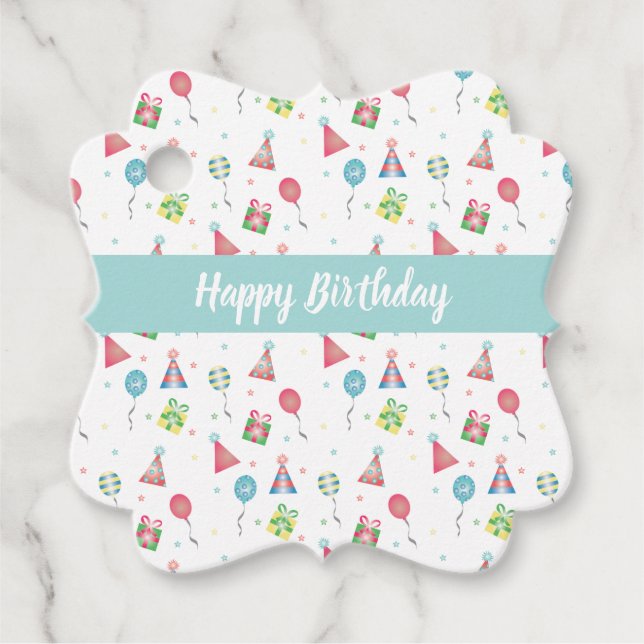 Grattis på födelsedagen Party-ballonger Hats Mönst Gåvor Etiketter (Framsida)