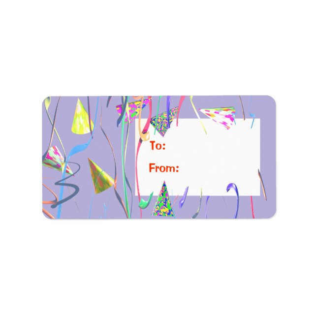 Grattis på födelsedagen Party Hats Gift Märkre Adressetikett (Framsidan)