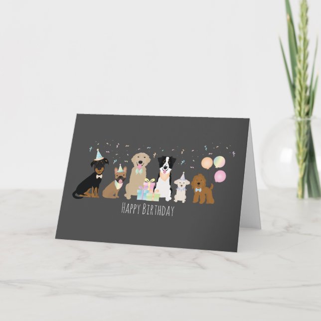 Grattis på födelsedagen Party Hundar Kort (Framsida)