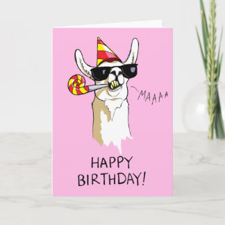 Grattis på födelsedagen Party Llama-kort med solgl Kort