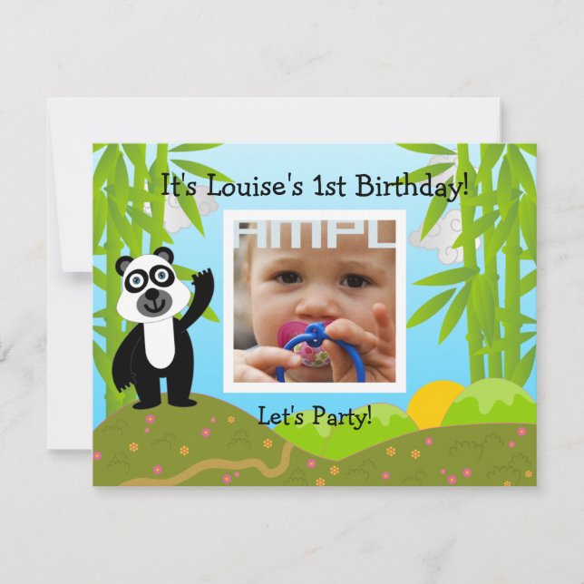 Grattis på födelsedagen Party med pandabjörn Inbjudningar (Framsida)