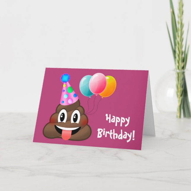 Grattis på födelsedagen Party Poop Emoji-kort Kort (Framsida)