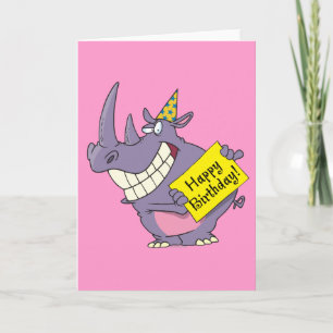 grattis på födelsedagen party rhino tecknad kort