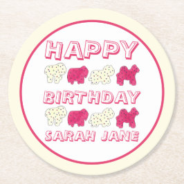 Grattis på födelsedagen Party Rosa Circus Djurkrac Underlägg Papper Rund