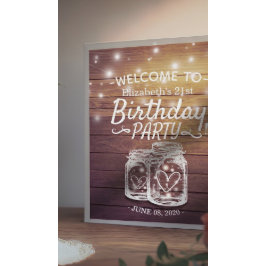 Grattis på födelsedagen Party Wood Mason Burk Ljus Poster