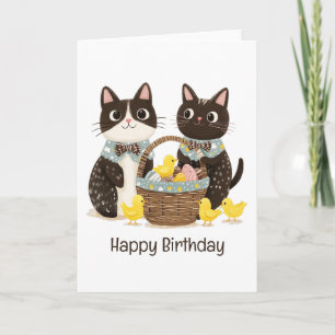 Grattis på födelsedagen Påsk Katt Påsk Basket Kort