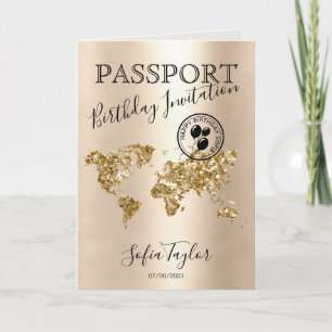 Grattis på födelsedagen Passport Karta, oavsett ål Inbjudan