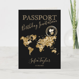 Grattis på födelsedagen Passport Karta, oavsett ål Inbjudan