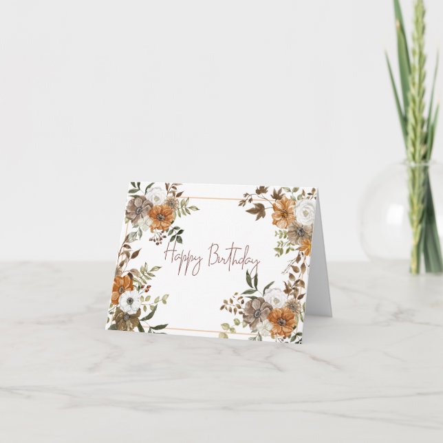 Grattis på födelsedagen Pastel Blommigt Botaniskt  Kort (Framsida)