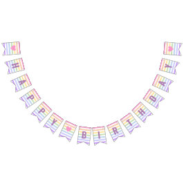 Grattis på födelsedagen Pastel Rainbow White Rand Vimplar