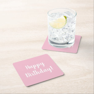 Grattis på födelsedagen Pastel Rosa Födelsedagsfes Underlägg Papper Kvadrat