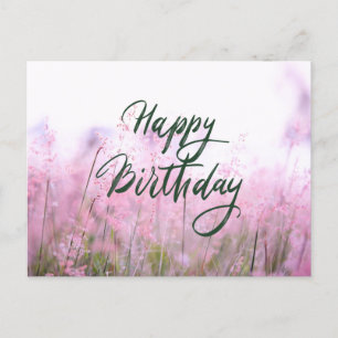 Grattis på födelsedagen Pastell Rosa Vildblommor  Vykort