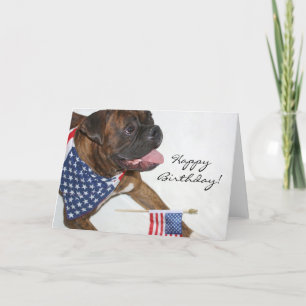 Grattis på födelsedagen Patriotic Boxer Hund hälsn Kort