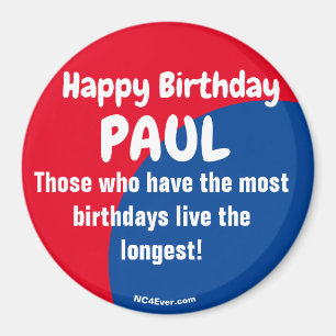 Grattis på födelsedagen PAUL röd/blå magnet