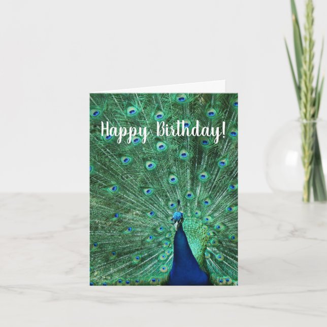 Grattis på födelsedagen Peacock Greeting Card Kort (Framsida)