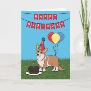 Grattis på födelsedagen Pembroke Welsh Corgi-Hund Kort