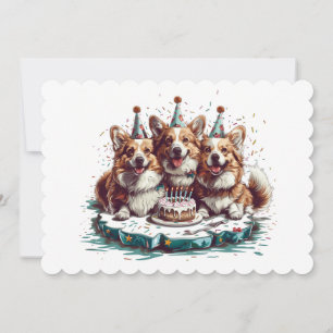 Grattis på födelsedagen Pembroke Welsh Corgi Hunda Inbjudningar