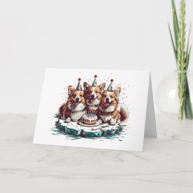 Grattis på födelsedagen Pembroke Welsh Corgi Hunda Kort (Framsida)