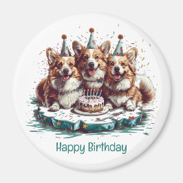Grattis på födelsedagen Pembroke Welsh Corgi Hunda Magnet