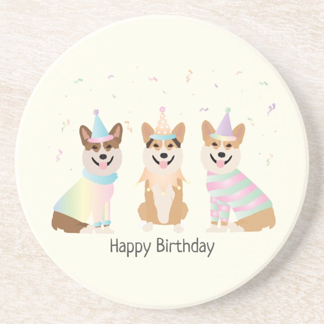 Grattis på födelsedagen Pembroke Welsh Corgi Hunda Underlägg (Framsidan)