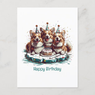 Grattis på födelsedagen Pembroke Welsh Corgi Hunda Vykort