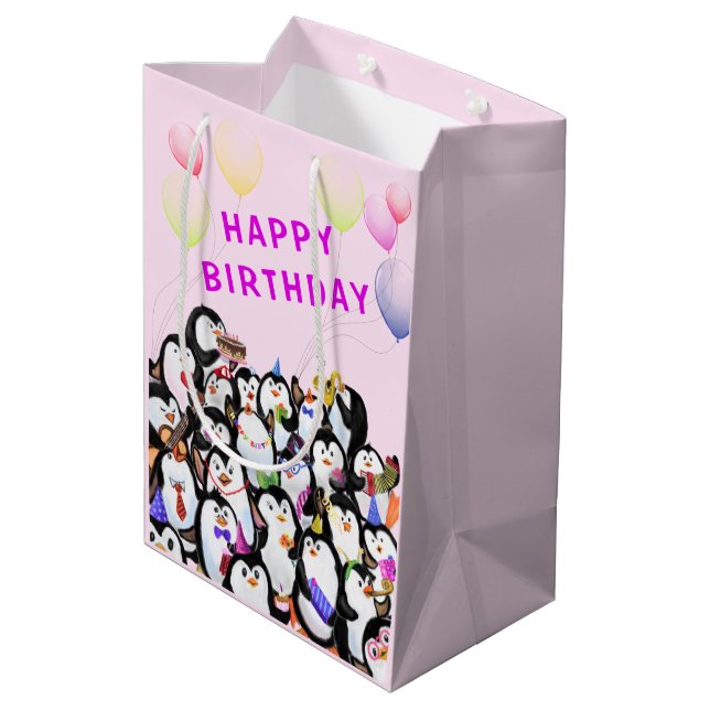 Grattis på födelsedagen Penguin Gift Bag Funny (Baksidan Vinklad)