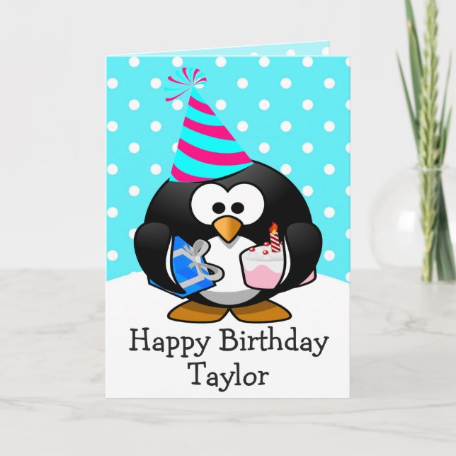 Grattis på födelsedagen Penguin Kids Card Kort (Framsida)