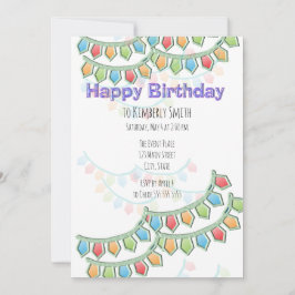 Grattis på födelsedagen Pennant Banner Inbjudningar