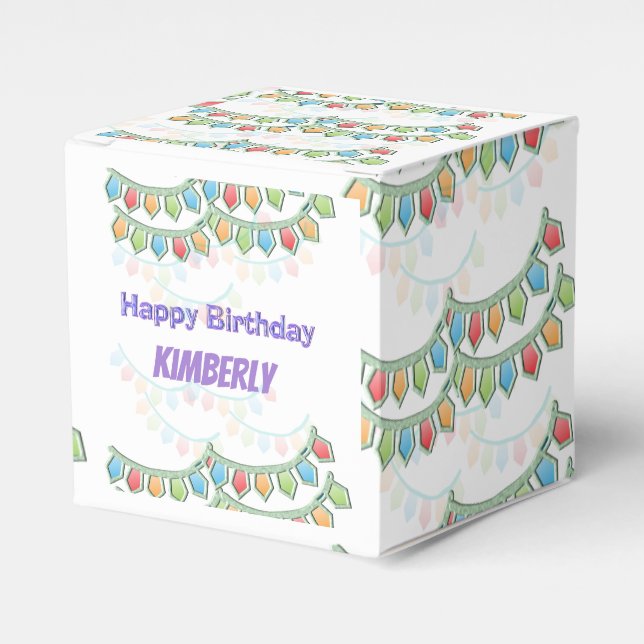 Grattis på födelsedagen Pennant Banner Presentaskar (Framsidan Sidan)