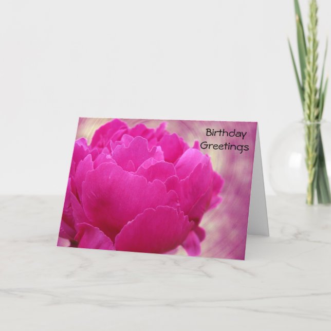 Grattis på födelsedagen - Peony Swirl Kort (Framsida)